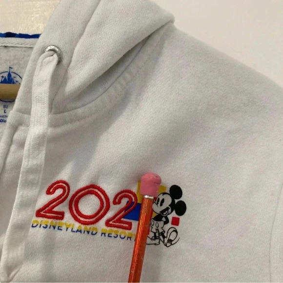 Disney Sweater Womens L White Mickey Mouse Full Zip Hoodie‎ Sweatshirt Ladies - Picture 9 of 11